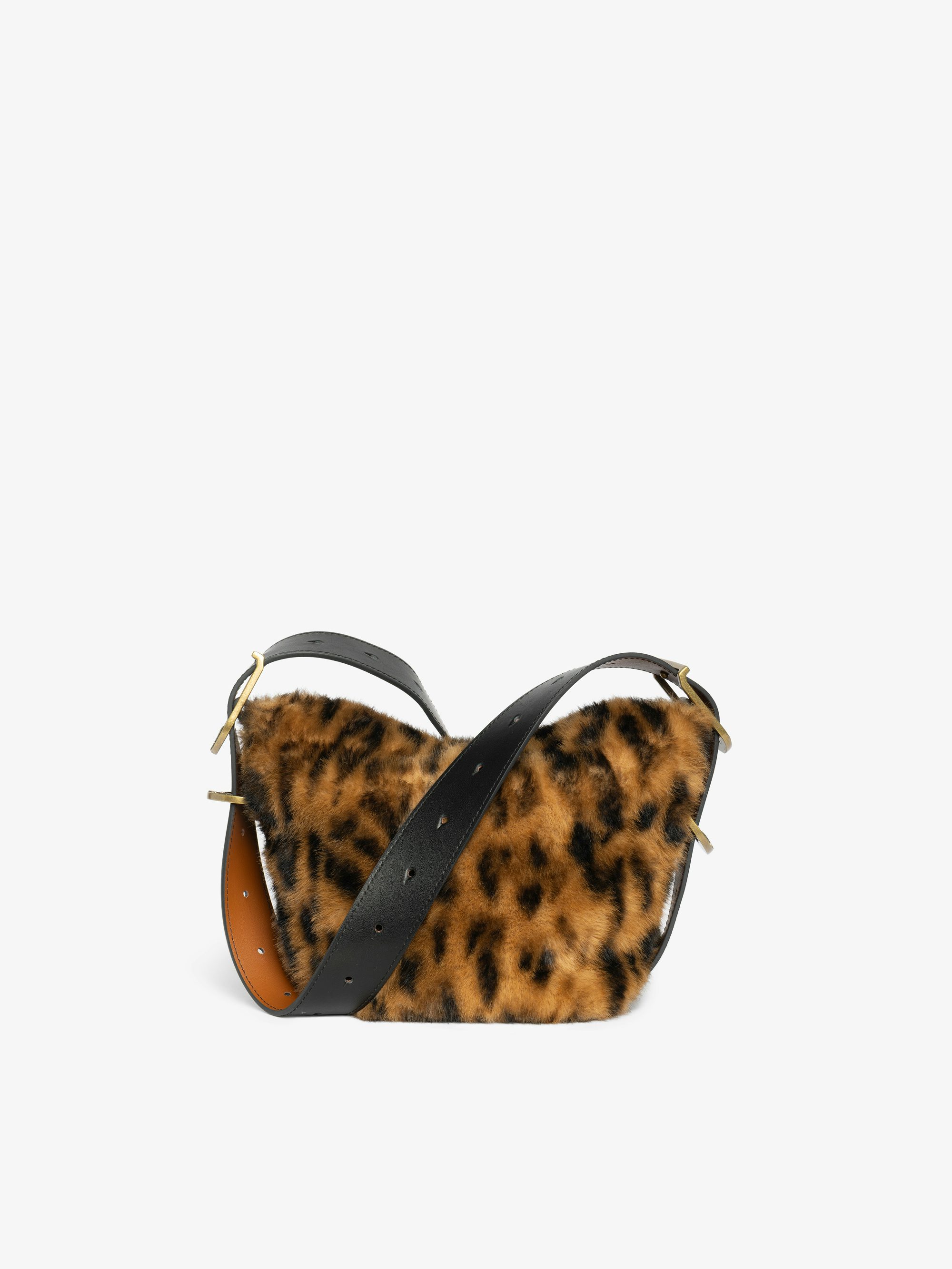 Baby Jane Leopard Bag - Small bag in leopard faux fur with leather strap and signature wings.